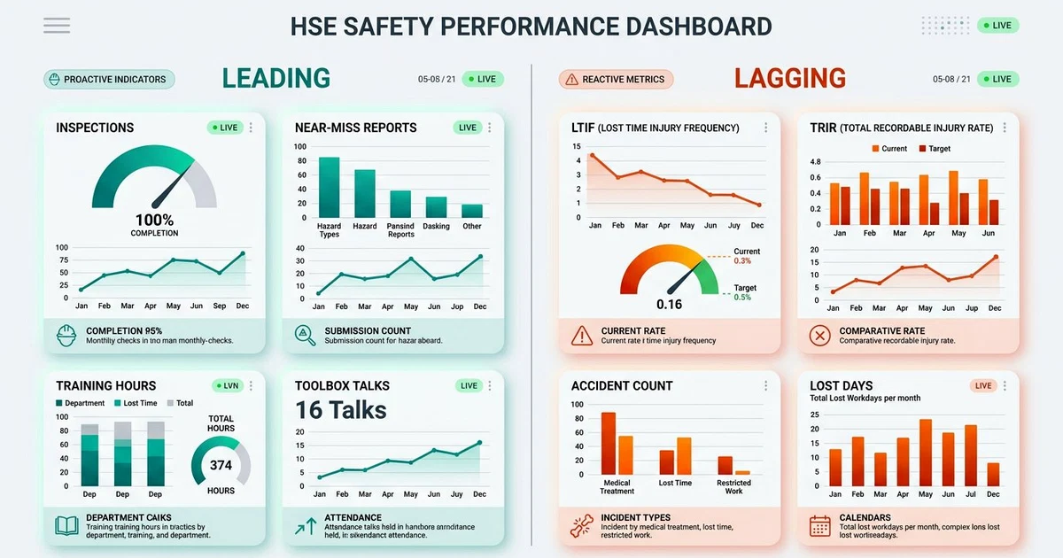 Leading vs Lagging HSE KPIs: How to Measure Safety Performance Correctly