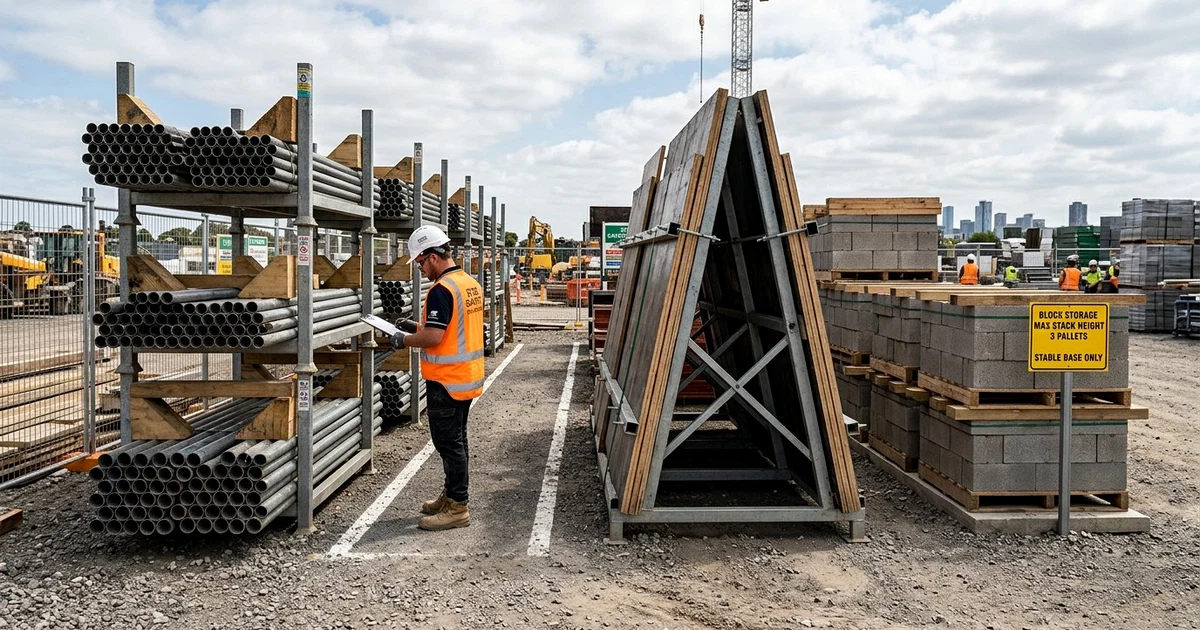 Safe Material Stacking: Preventing Collapse, Falling Objects and Crushing
